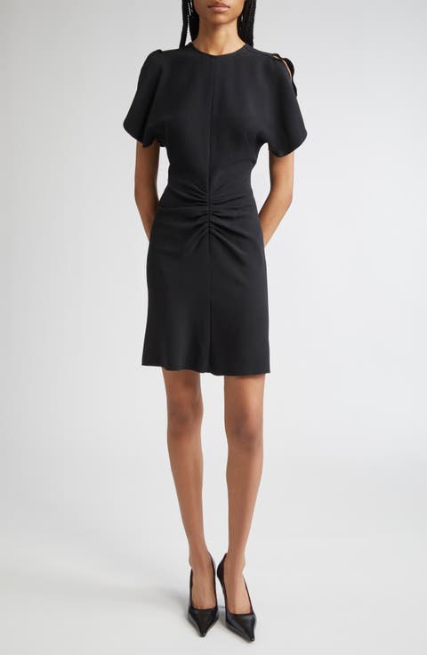 ワンピースその他 VICTORIA BECKHAM Women Dresses 1225WJS 006380A 1 BLACK Slash-Neck Ruched Midi Dress In Black | Designer Dresses