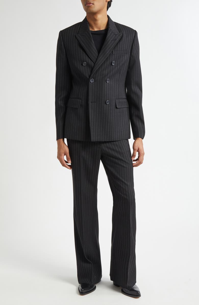 MIDNIGHT RODEO Double Breasted Jacket, Alternate, color, Black Pinstripe