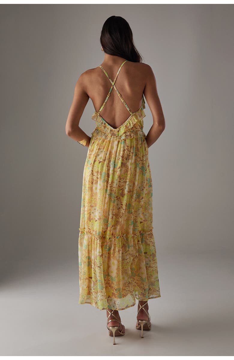 Warehouse Chiffon Ruffle Strappy Floaty Maxi Dress, Alternate, color, Floral