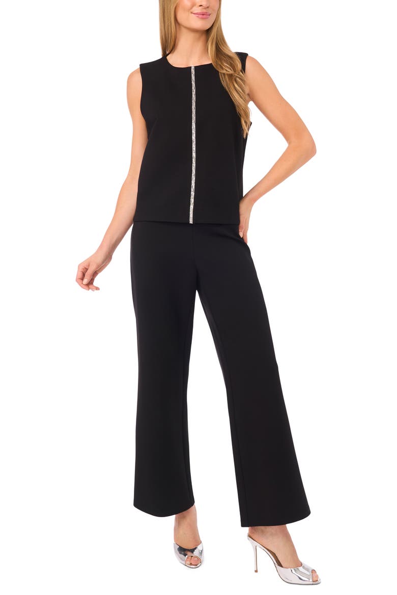Rhinestone Accent Sleeveless Top, Alternate, color, RICH BLACK