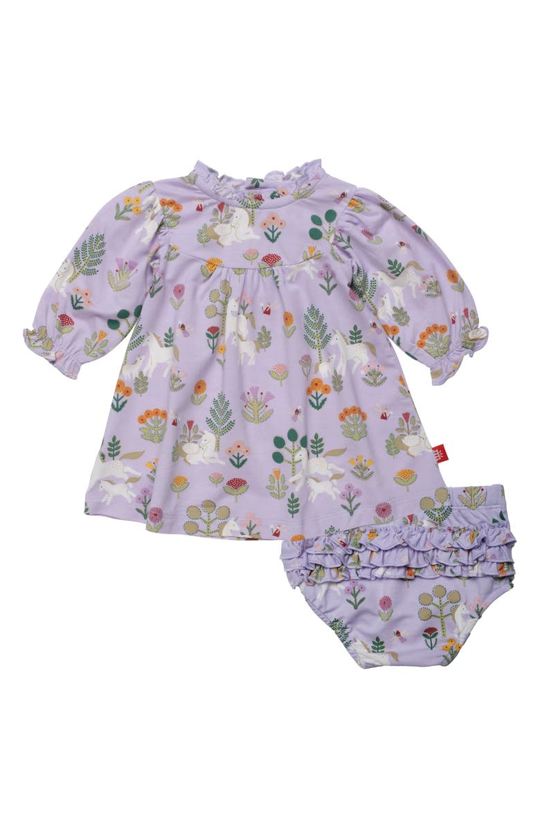 Magnetic Me Folk Magic Ruffle Long Sleeve Dress, Main, color, 