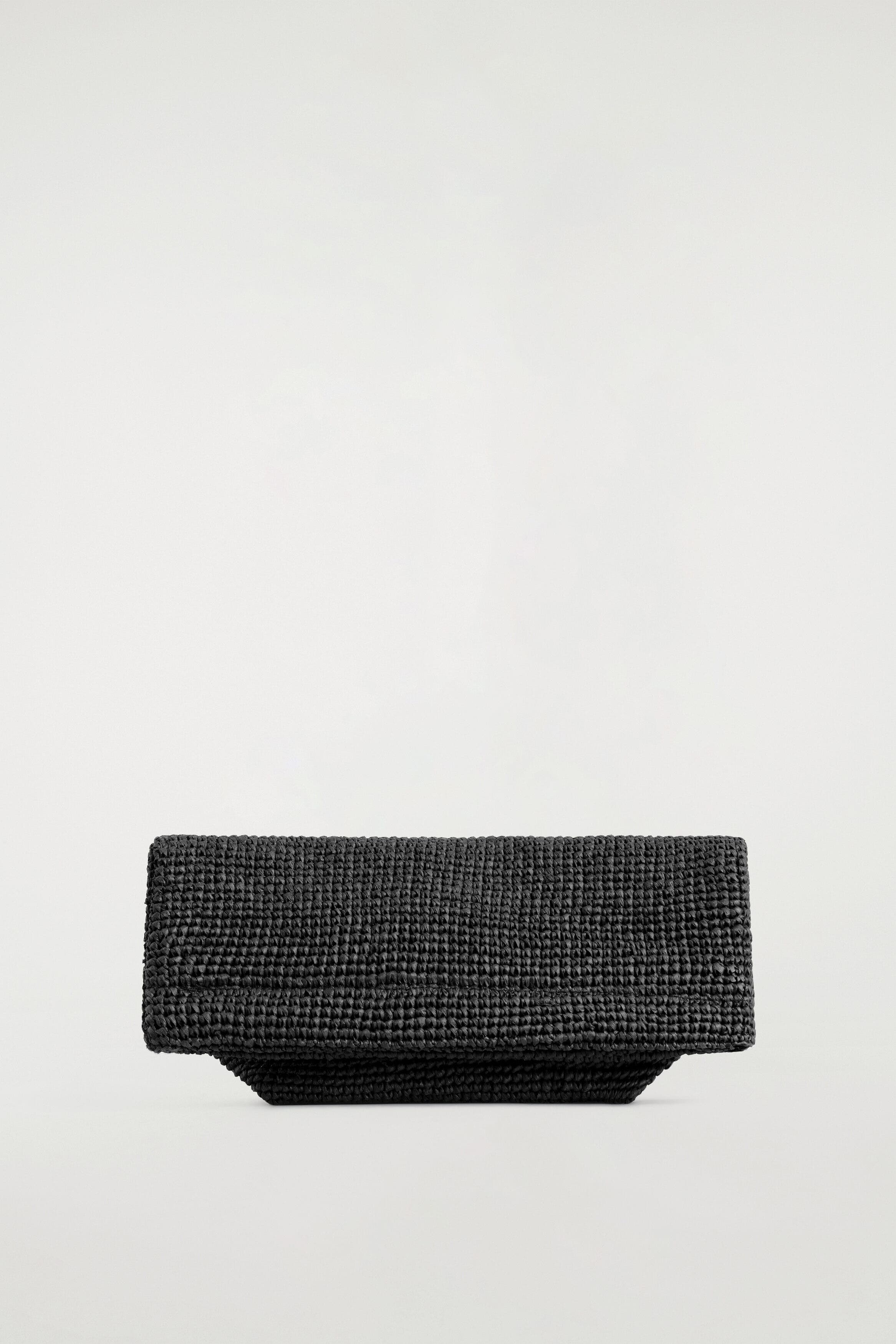 COS Folded Clutch Bag - Straw, Alternate, color, Black