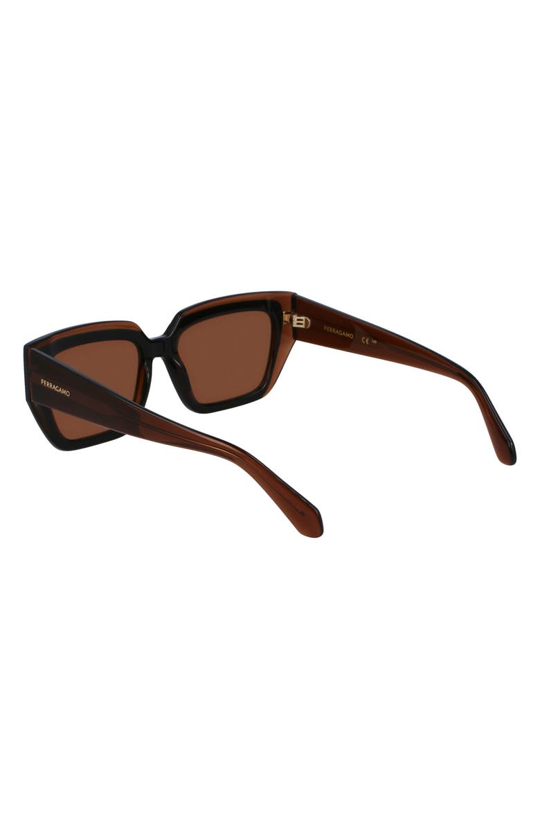 FERRAGAMO Classic Logo 55mm Square Sunglasses, Alternate, color, Trnsprnt Brown/Brn