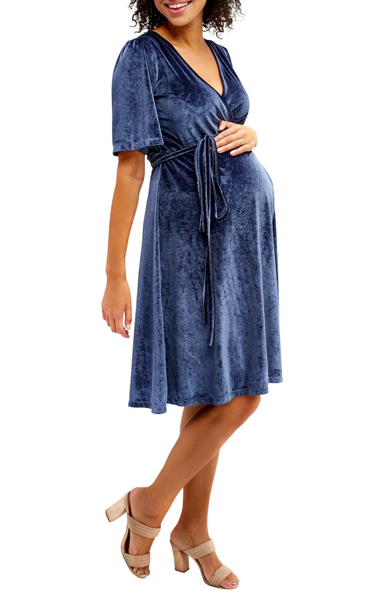 Nom Maternity Genevieve Velvet Maternity/Nursing Dress, Alternate, color,