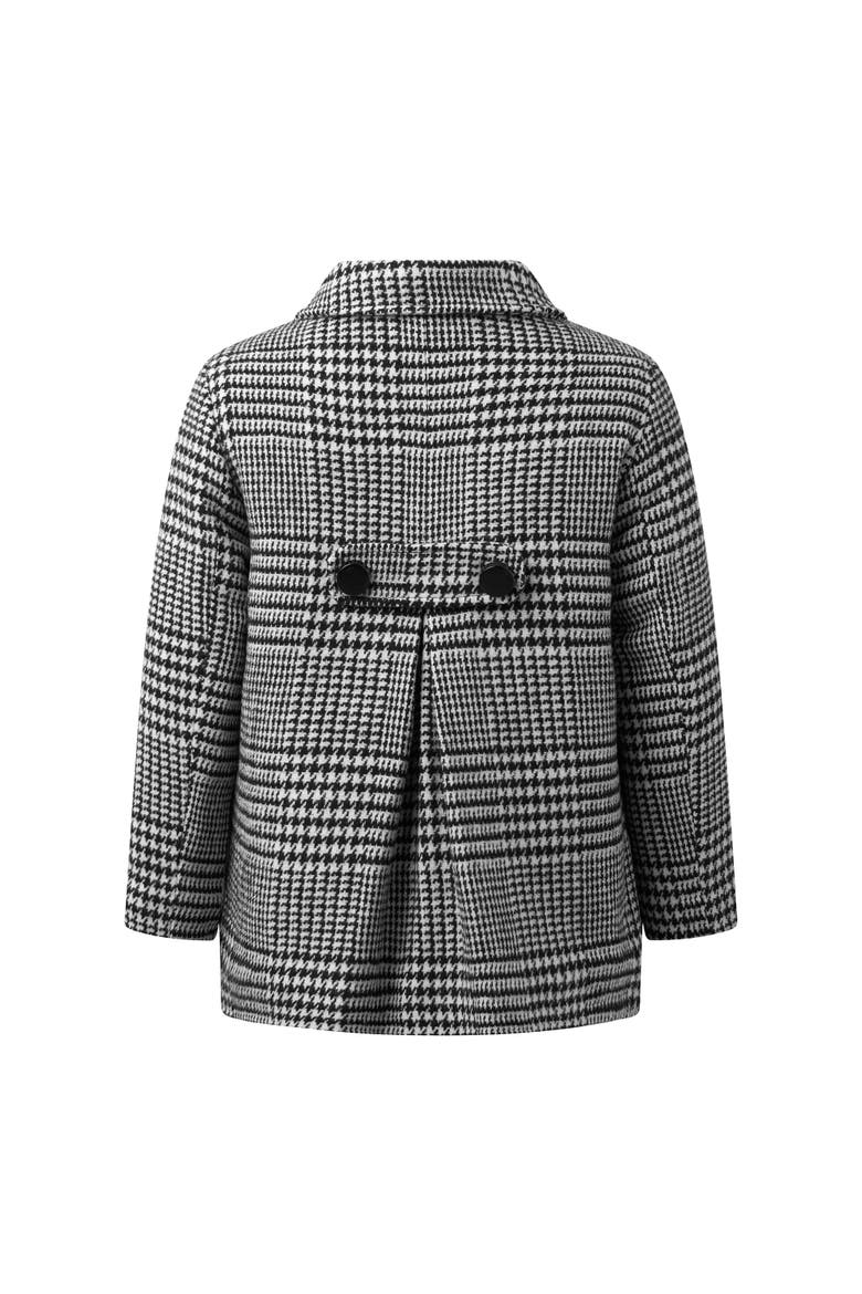 Houndstooth Double Breasted Coat, Alternate, color, Black