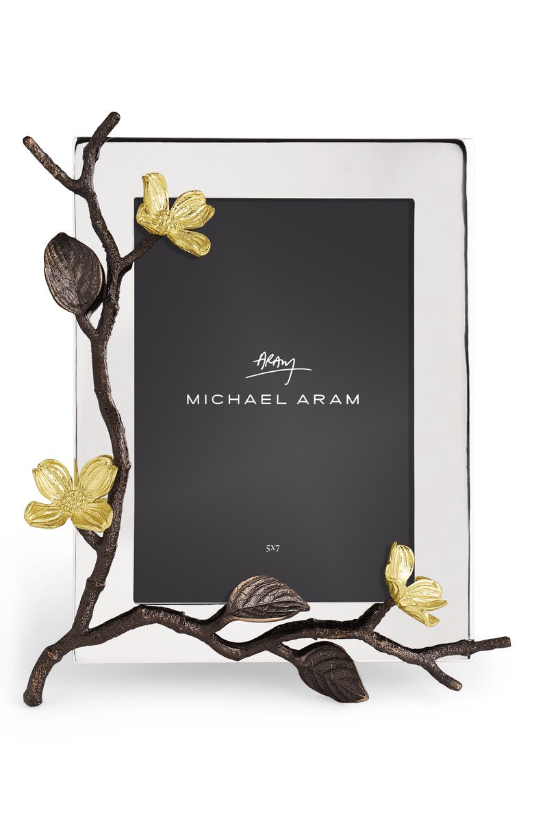 Michael Aram Dogwood Convertible Easel Picture Frame, Alternate, color, Brass/ Gold