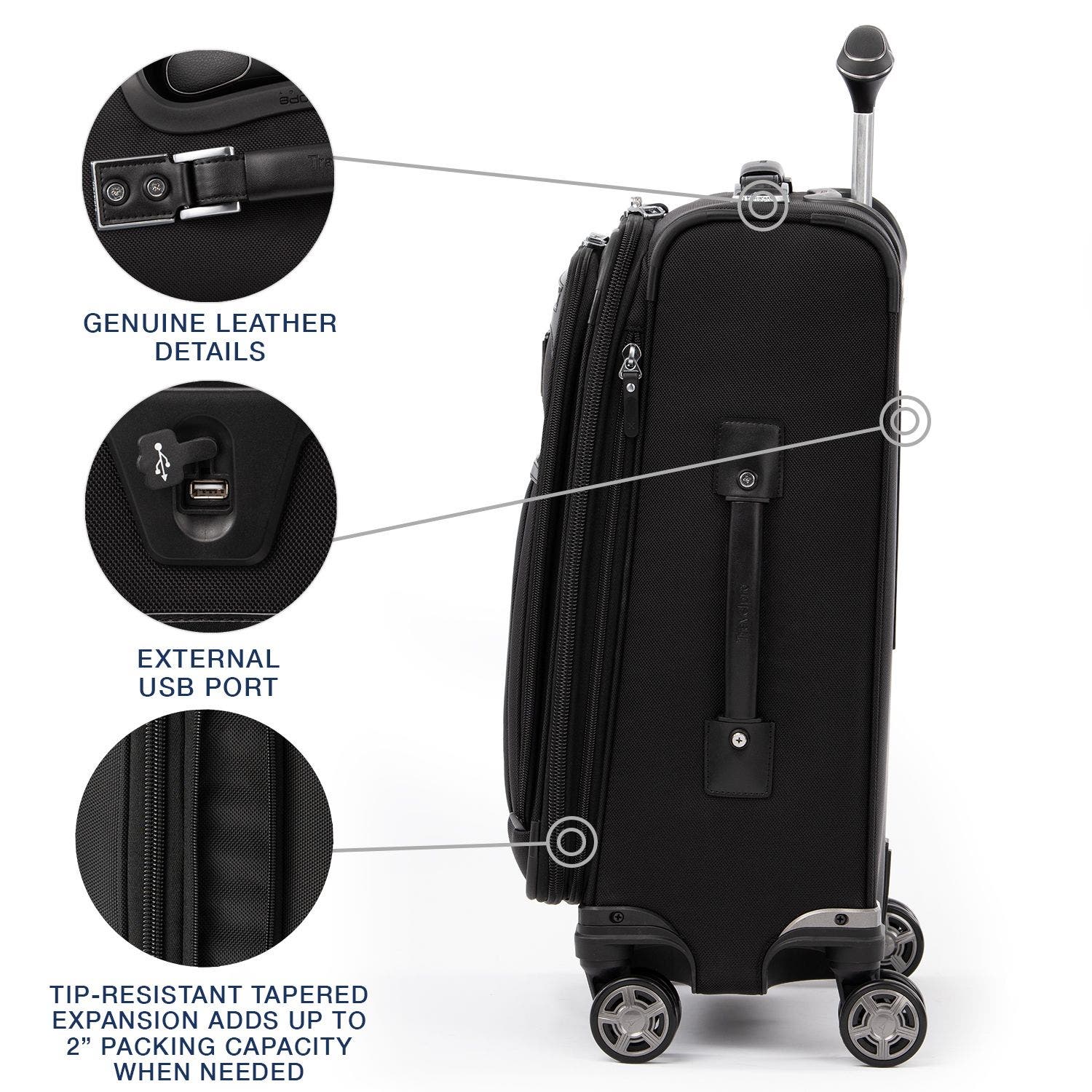 TRAVELPRO Platinum Elite Softside Expandable Carry-On 21-Inch Luggage, Alternate, color, Shadow Black