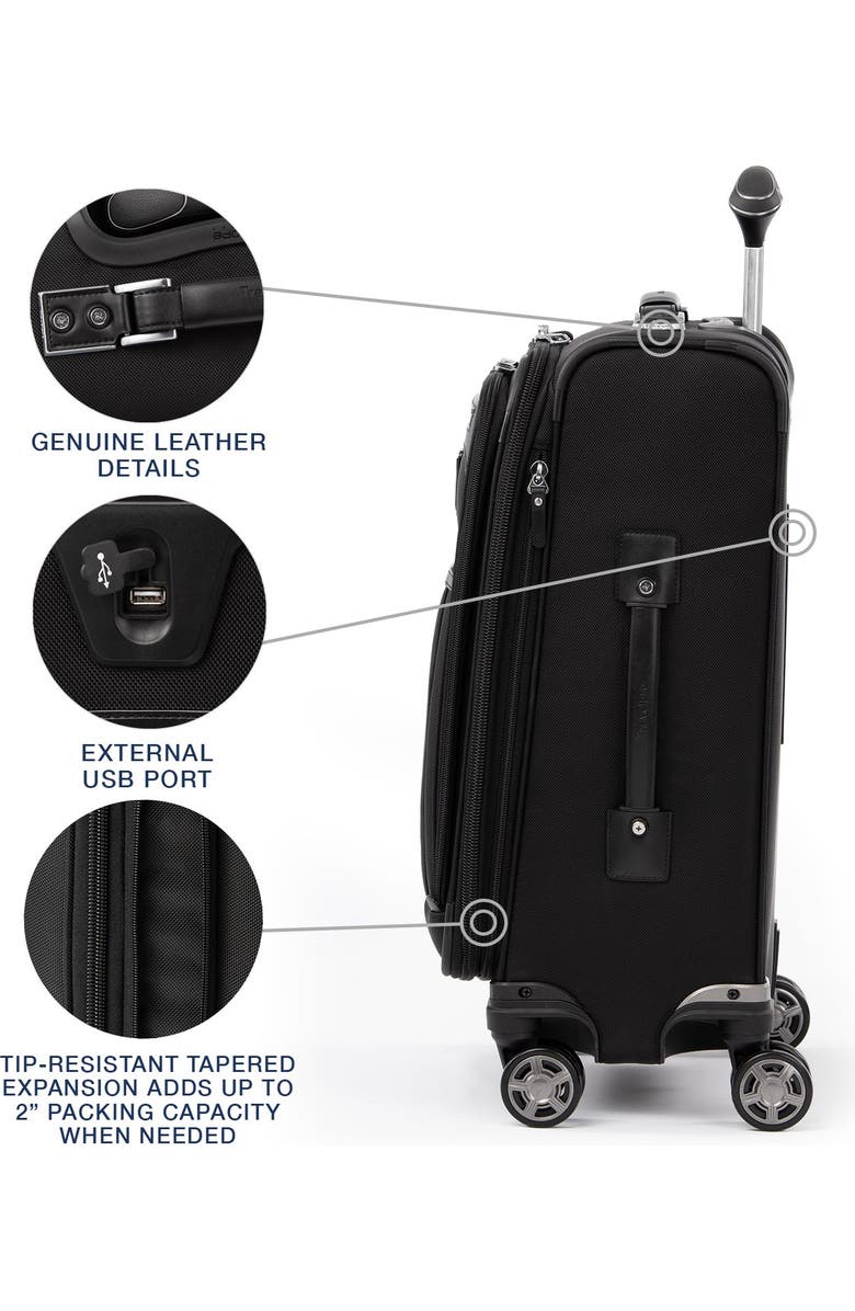 TRAVELPRO Platinum Elite Softside Expandable Carry-On 21-Inch Luggage, Alternate, color, Shadow Black