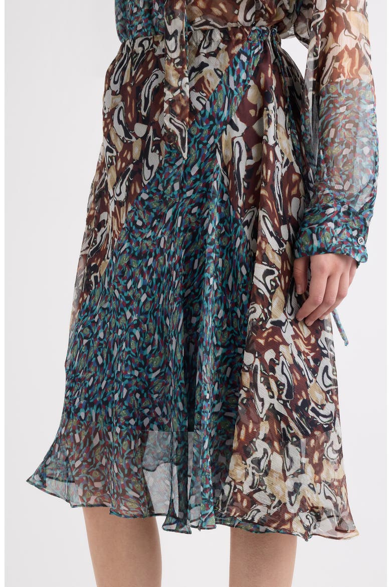 Sibanna Mixed Print Silk Skirt, Alternate, color, PETROL