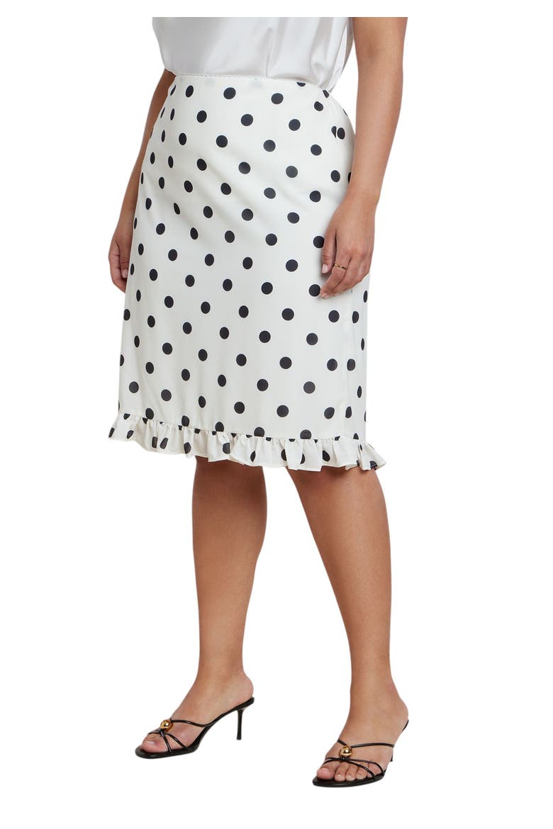 Ruffle Polka Dot Skirt, Main, color, CREAM AND BLACK DOT