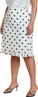 ELOQUII Ruffle Polka Dot Skirt