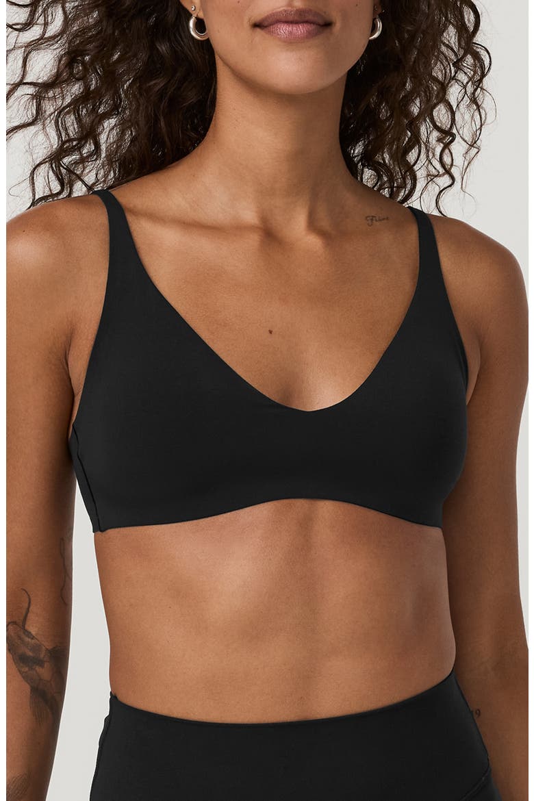 FormEveryday Plunge Neck Sports Bra, Main, color, BLACK