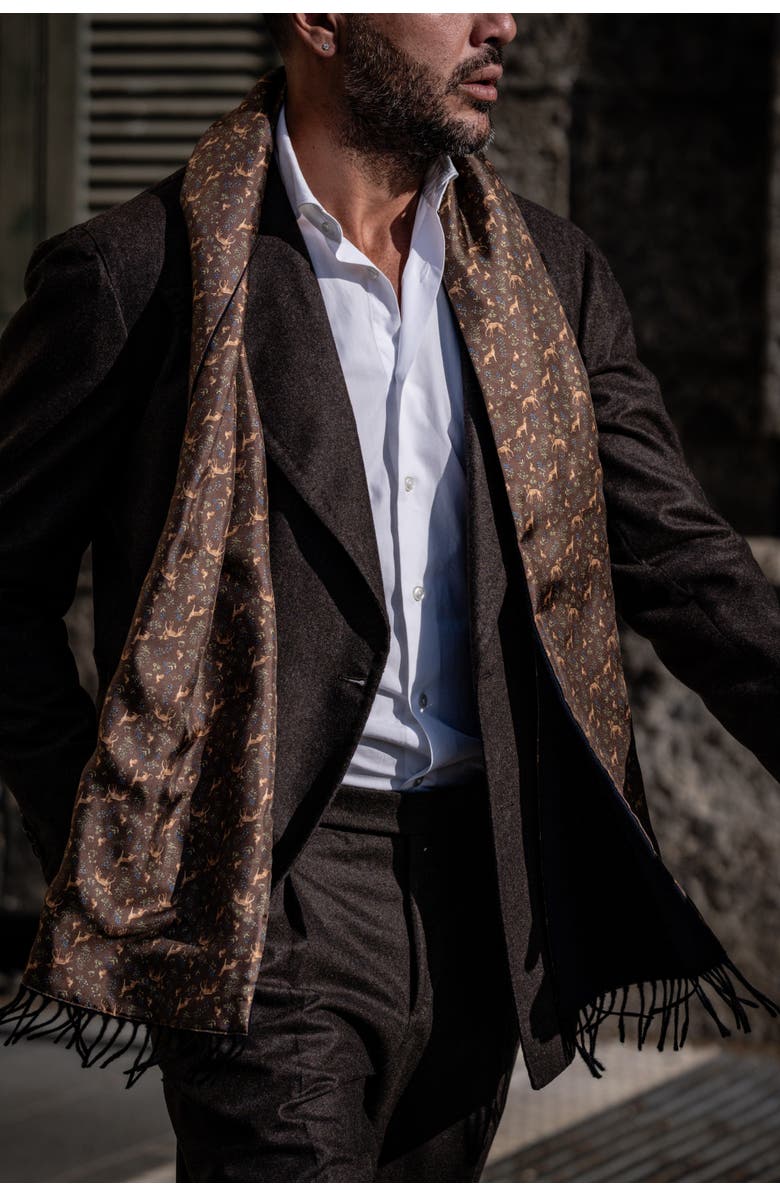 Elizabetta Canis Romanus - Wool Backed Silk Scarf for Men, Alternate, color, 