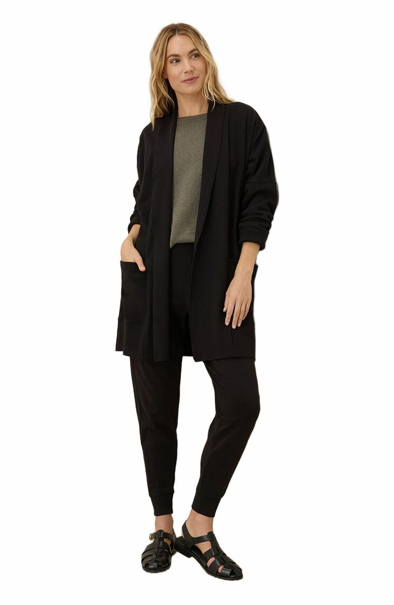 Pact Organic Cotton Airplane Wrap Cardigan, Alternate, color, Black
