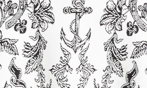 Alexander Mcqueen Mcqueen Sailor Tattoo Jacquard Cape Sleeve Fit & Flare Sweater Dress In Multi