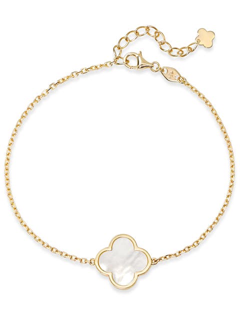 Mother of Pearl Clover Bracelet in 14K Gold, 14mm