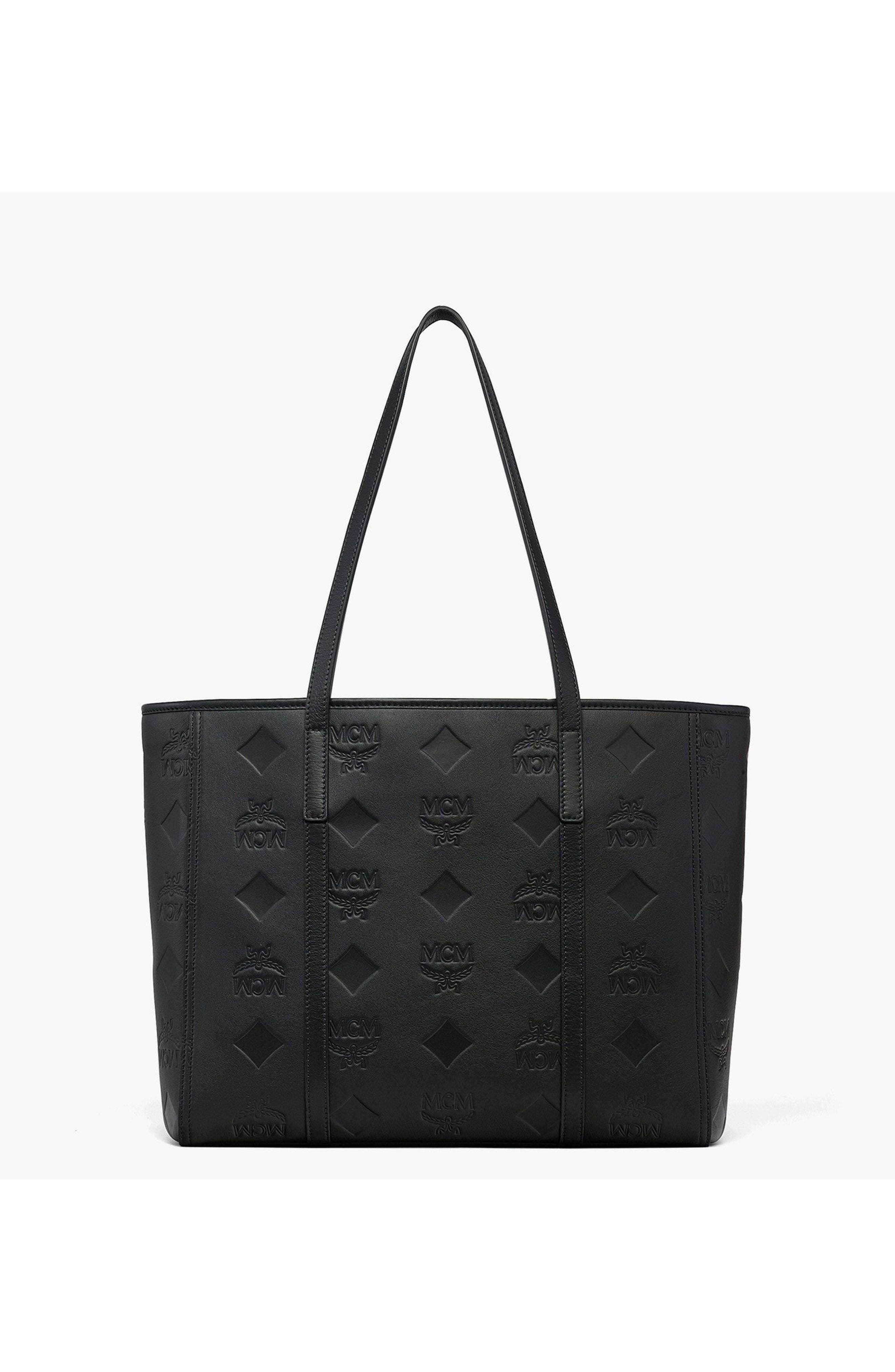 MCM Medium Toni Top-Zip Shopper in Maxi Monogram Leather, Alternate, color, Black