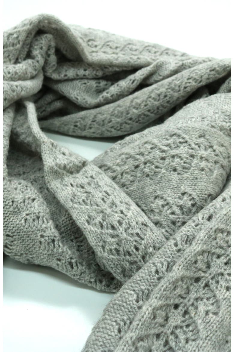 Cashmere openwork wrap, Alternate, color, LIGHT GREY