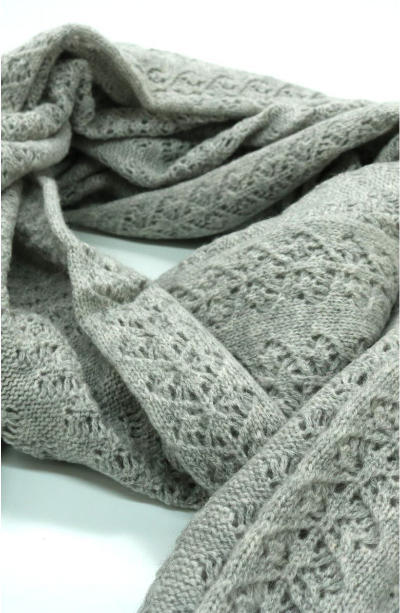Portolano Cashmere openwork wrap, Alternate, color, Light Grey