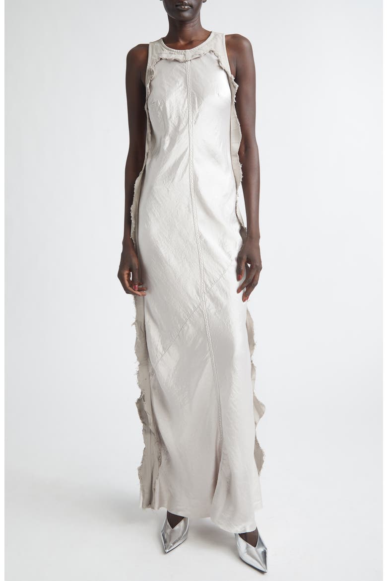 Toto Fringe Satin Dress, Main, color, ICE GREY