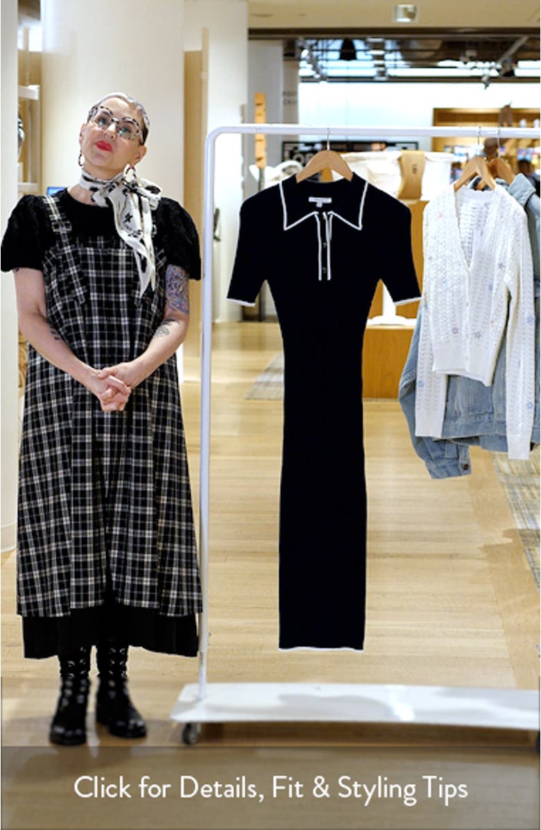 Collared Ribbed Knit Midi Dress, sales video thumbnail