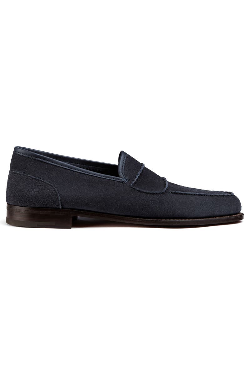John Lobb Bath Suede Loafer, Alternate, color, Navy