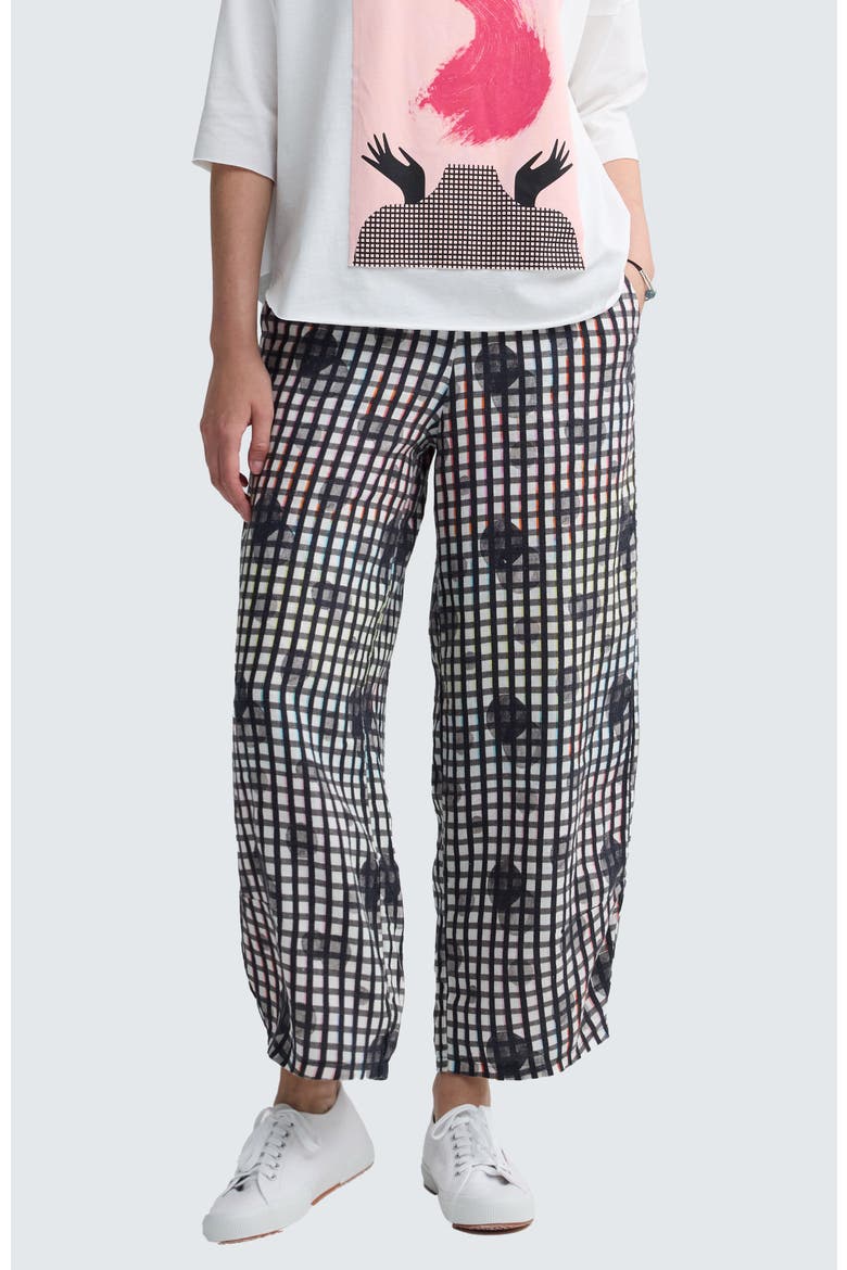 Clarisse Neon Print Linen Pants, Main, color, Neon Black