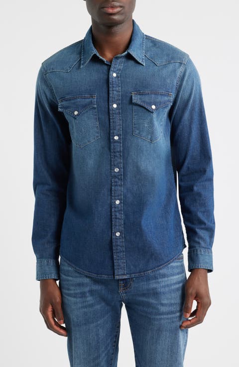Huston Classic Fit Western Denim Snap-Up Shirt