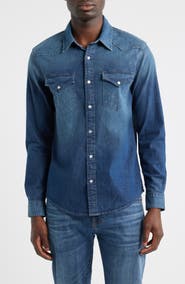 AG Huston Classic Fit Western Denim Snap-Up Shirt
