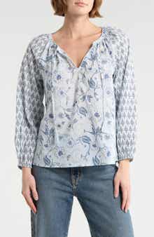 Lucky Brand Floral Long Sleeve Cotton Top