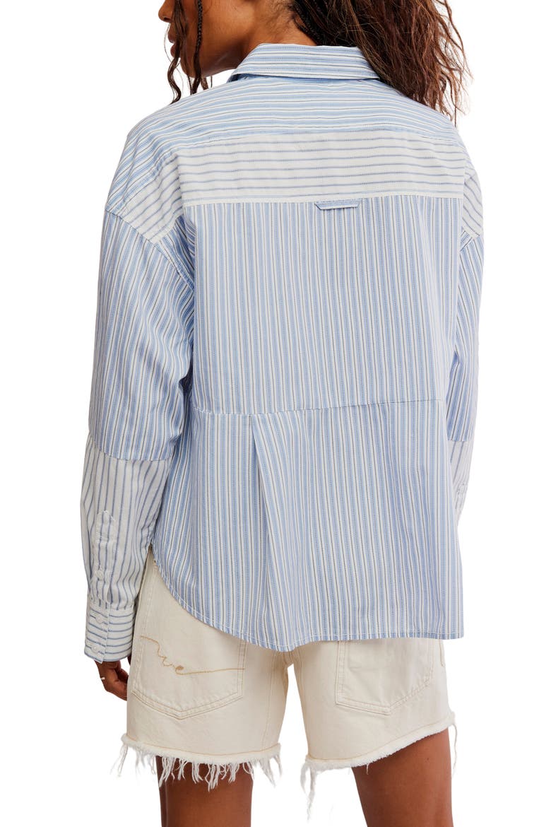Annie Striped Babydoll Shirt, Alternate, color, IVORY COMBO