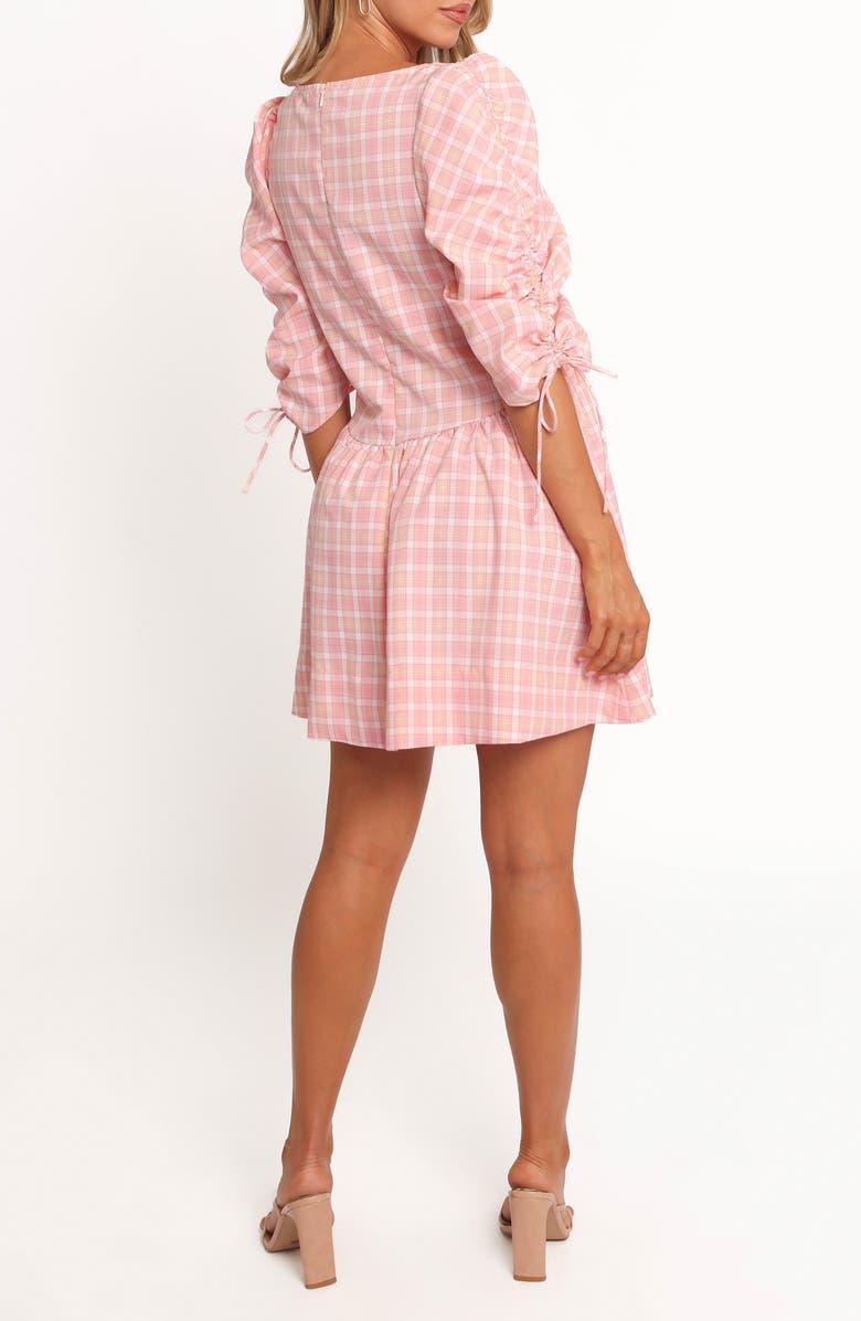 Petal & Pup Siena Check Puff Sleeve Minidress, Alternate, color, Pink Check