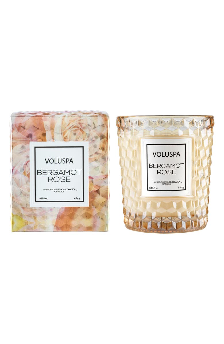 Voluspa Roses Classic Textured Glass Candle, Alternate, color, Bergamot Rose