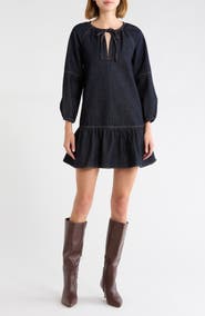 WAYF Sawyer Long Sleeve Denim Minidress
