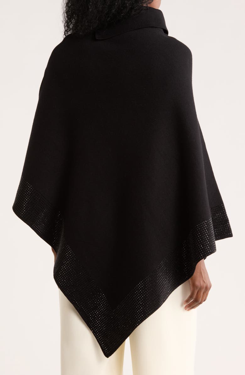 Tasha Rhinestone Embellished Turtleneck Poncho, Alternate, color, Black