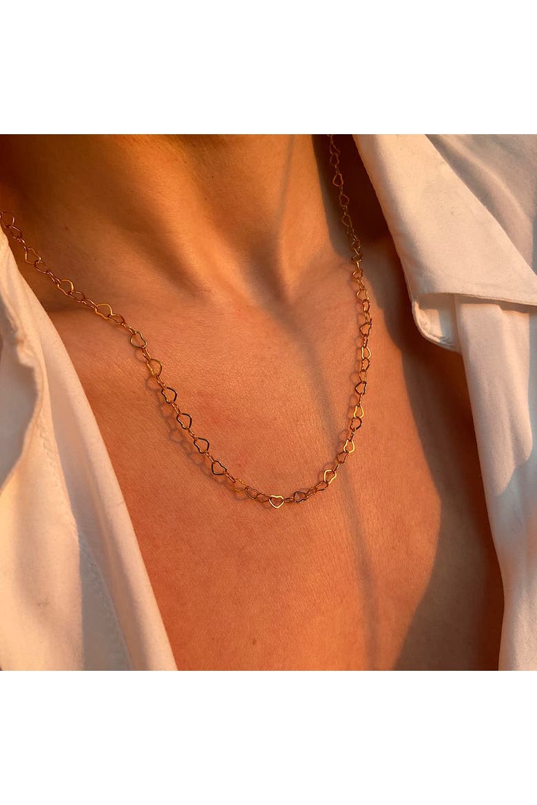 Love Heart Sterling Silver Chain Necklace, Alternate, color, Gold