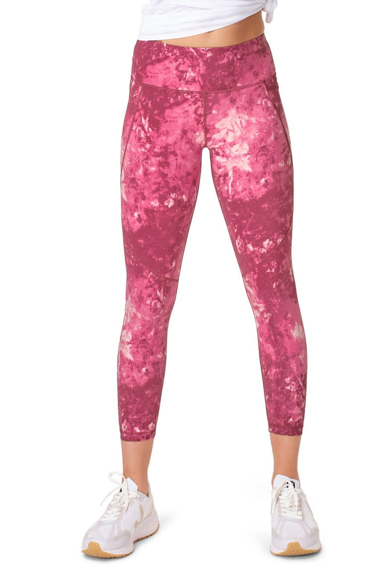Power Pocket Workout 7/8 Leggings, Main, color, PINK TIE DYE PRINT