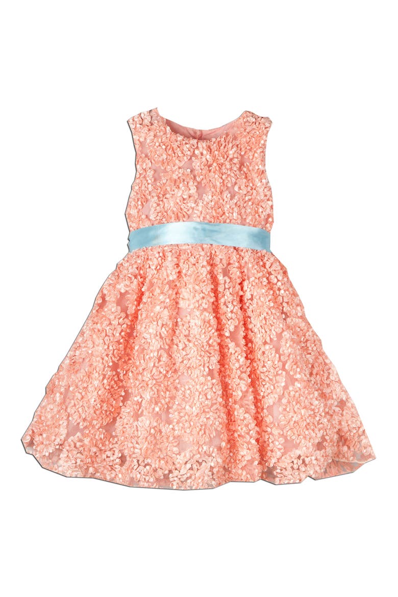 Kids' Textured Floral Dress, Main, color, LIGHT/ PASTEL ORANGE