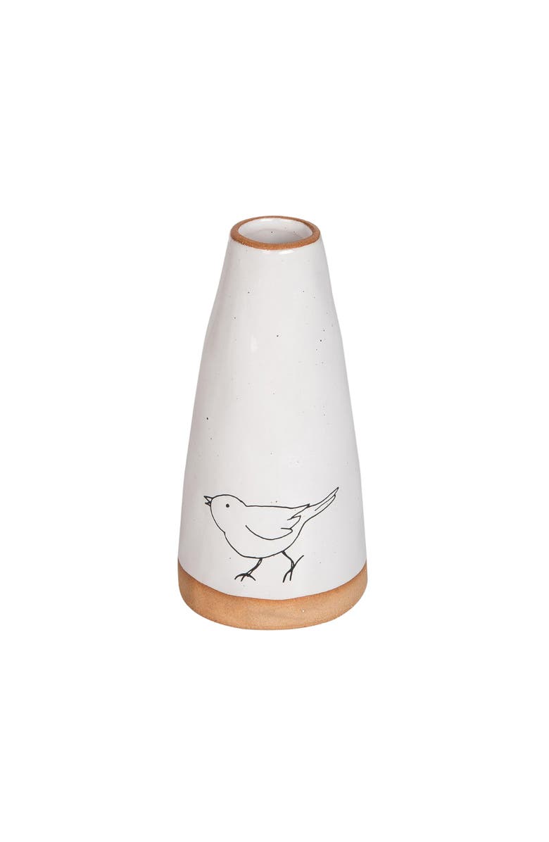 Transpac Ceramic Vase with Bird Print for Spring Home Decor Decorative Vases, Main, color, White
