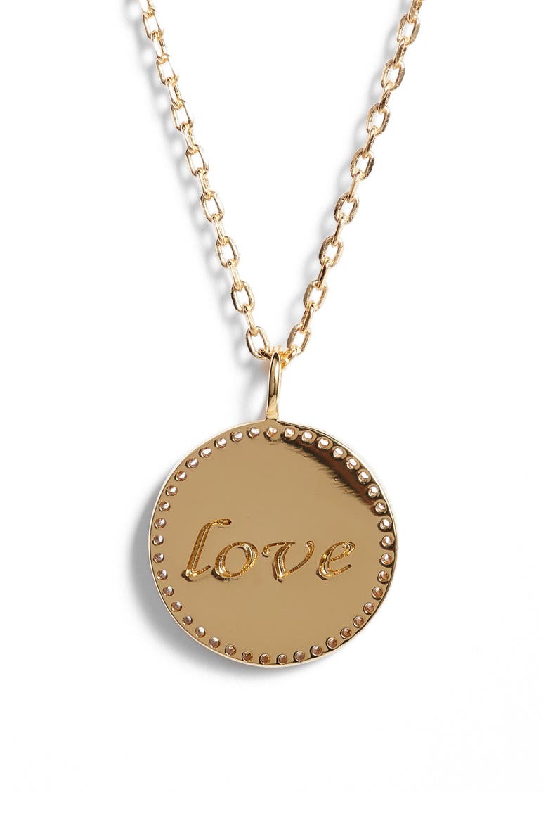 Reversible Enamel Pendant Necklace, Alternate, color, HEART/ GOLD