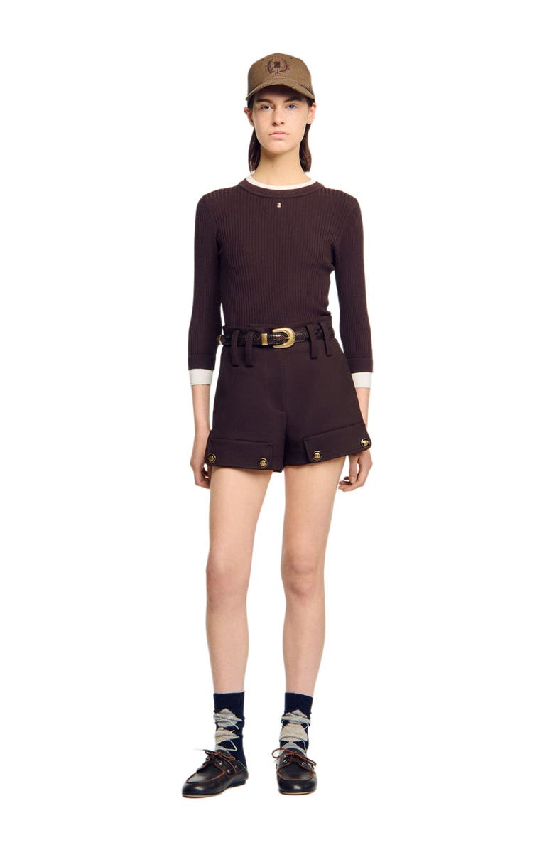 SANDRO 2-in-1 sweater, Alternate, color, Brown