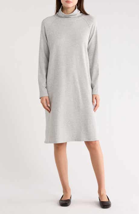 Eileen Fisher Drapey Turtleneck Long Sleeve Dress