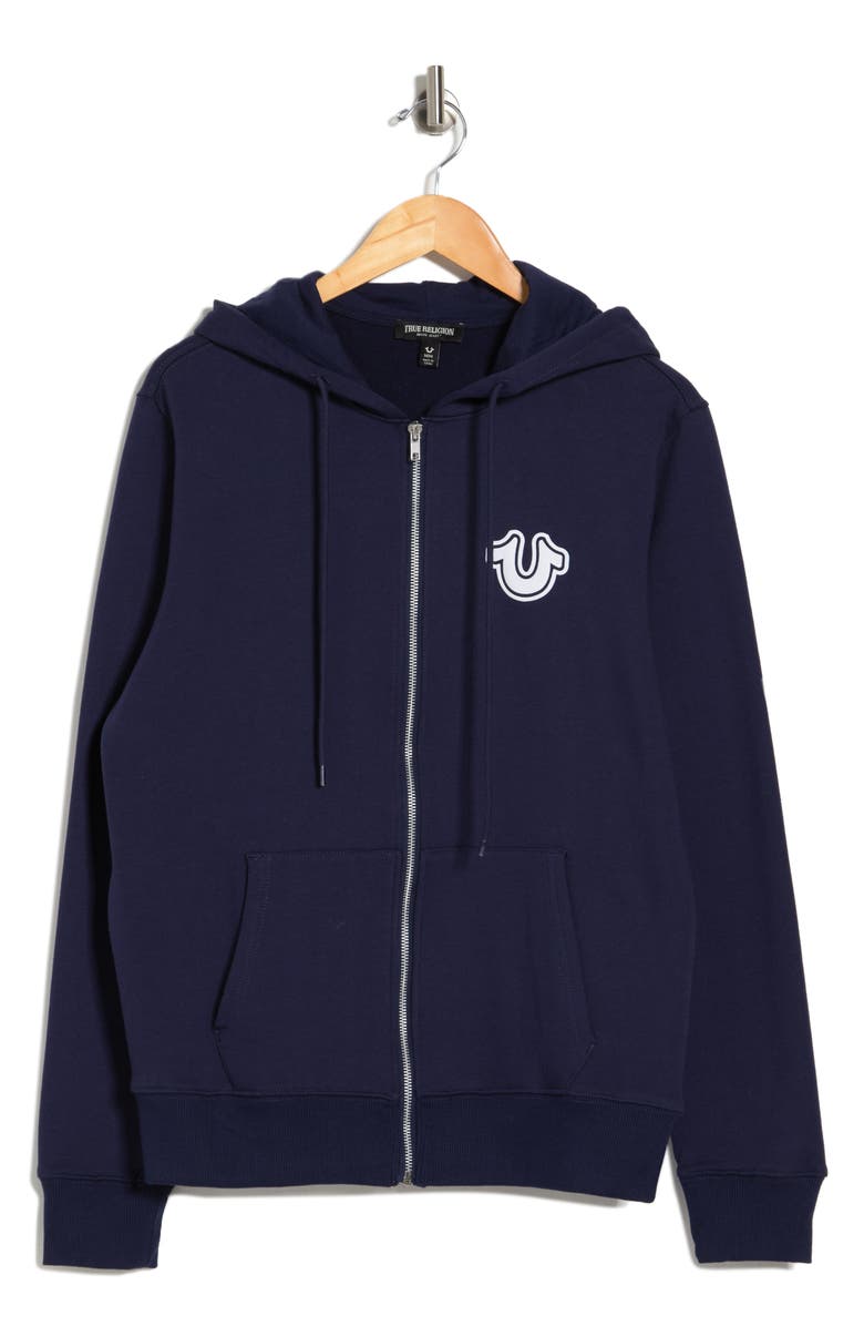 True Religion Core Zip-Up Hoodie, Alternate, color, Ace Blue