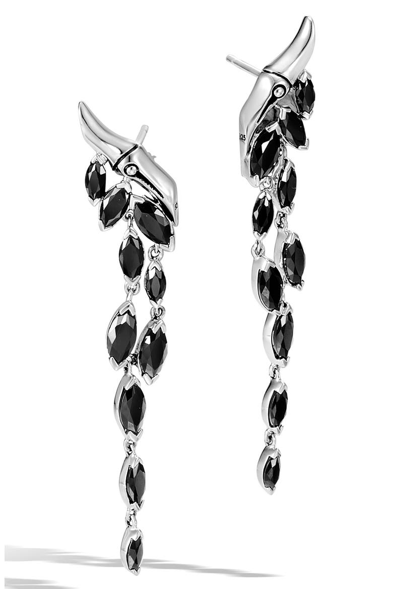 Bamboo Spinel Drop Earrings, Main, color, SILVER/ BLACK SPINEL