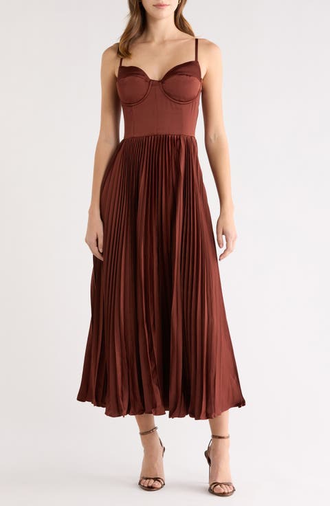 Elyssa Bustier Pleated Satin Dress