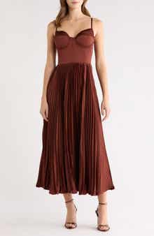 ASTR the Label Elyssa Bustier Pleated Satin Dress