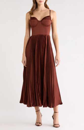 ASTR the Label Elyssa Bustier Pleated Satin Dress