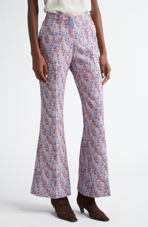 Etro Fiorellino Lace Jacquard Flare Trousers In Multicolor Azure Base