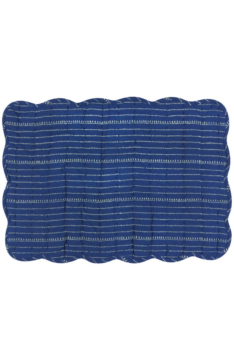 Danica Brands Fan Flower Block Print Kantha Placemat - Set of 6, Alternate, color, Blue