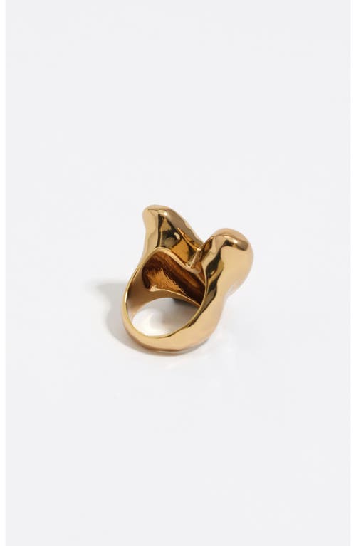 Bimba Y Lola Dark Textured Heart Ring In Gold
